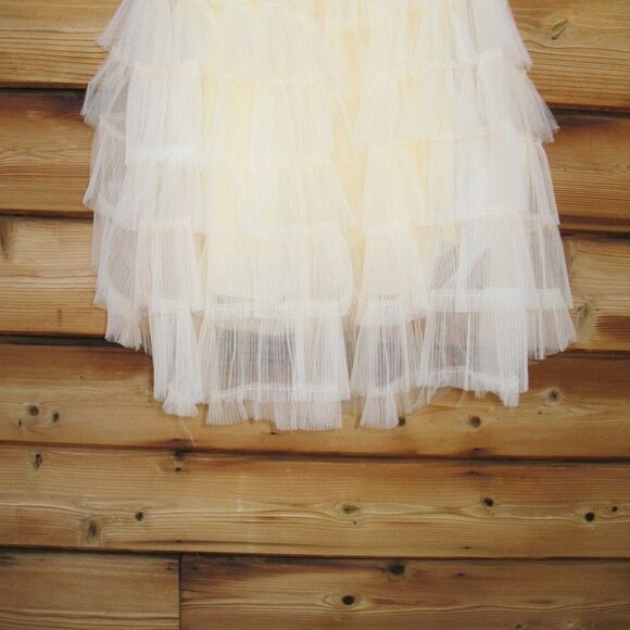 Mac Duggal 20259 MAC DUGGAL  Beige Feathered Strapless Tulle Fit and Flare Dress - Picture 12 of 16